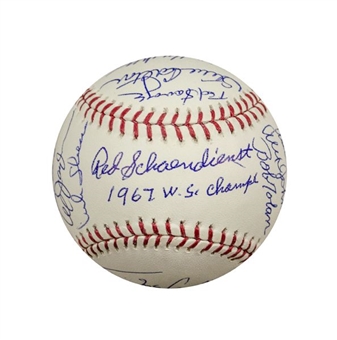 1967 St. Louis Cardinals Team Signed Reunion Ball with 17 Signatures Incl Carlton, Brock and Gibson